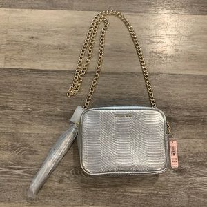 NWT Victoria’s Secret crossbody shoulder bag silver gold